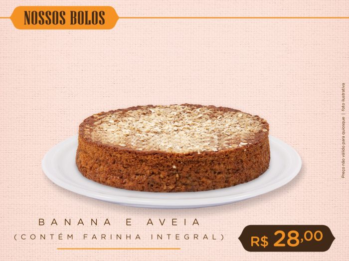 Bolo de Banana e Aveia