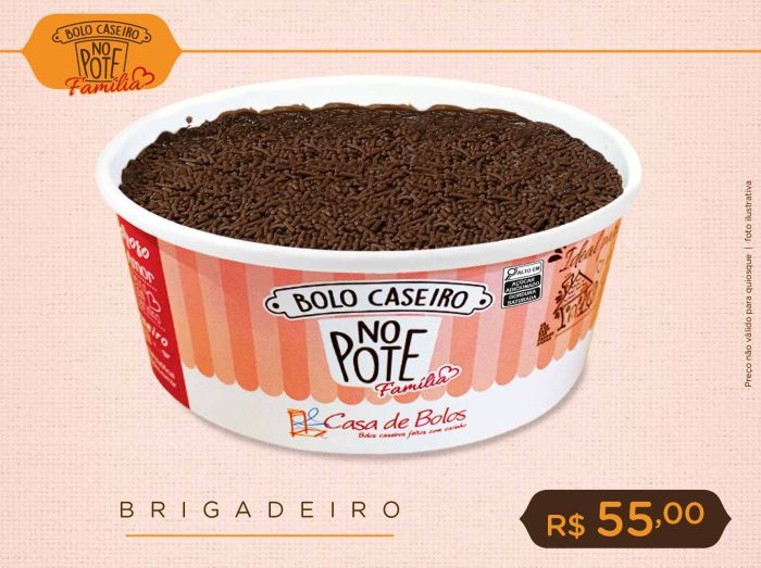 Bolo Caseiro no Pote Família de Brigadeiro