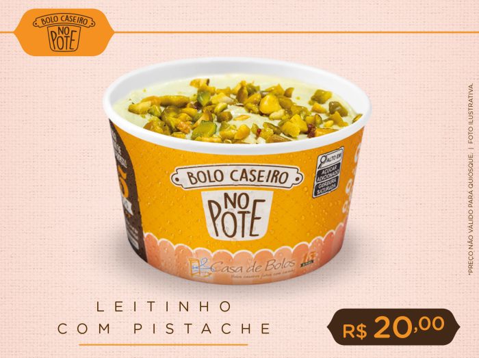 Bolo Caseiro no Pote Leitinho com Pistache