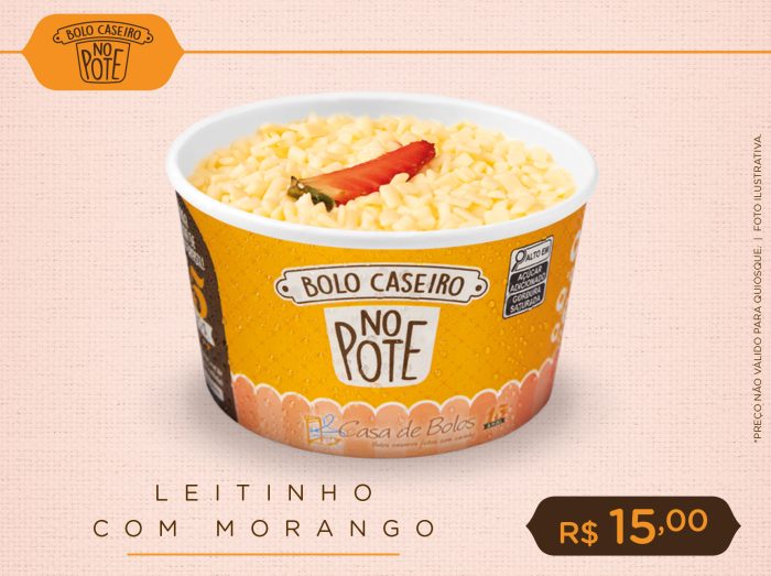Bolo Caseiro no Pote de Leitinho com Morango
