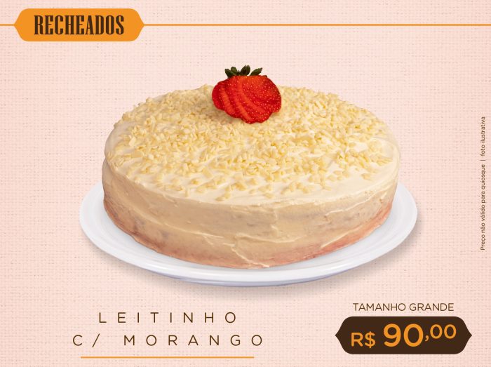 Bolo Recheado de Leitinho com Morango - Grande
