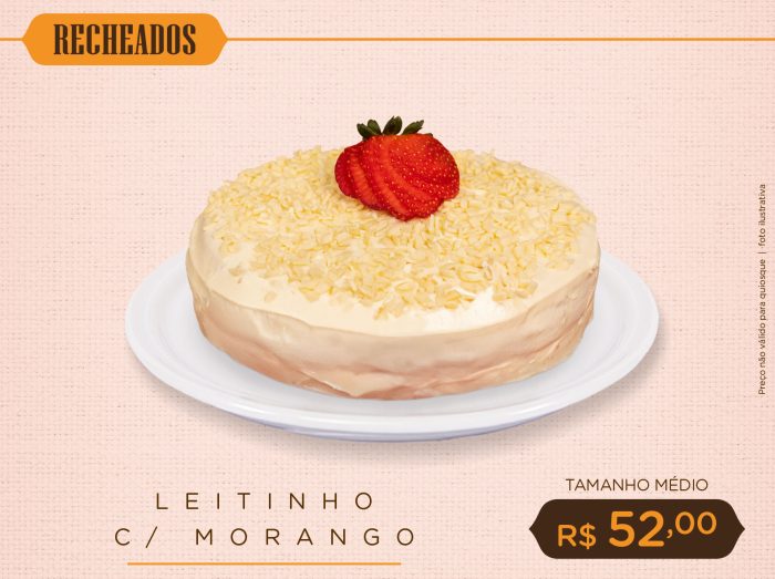 Bolo Recheado de Leitinho com Morango - Médio